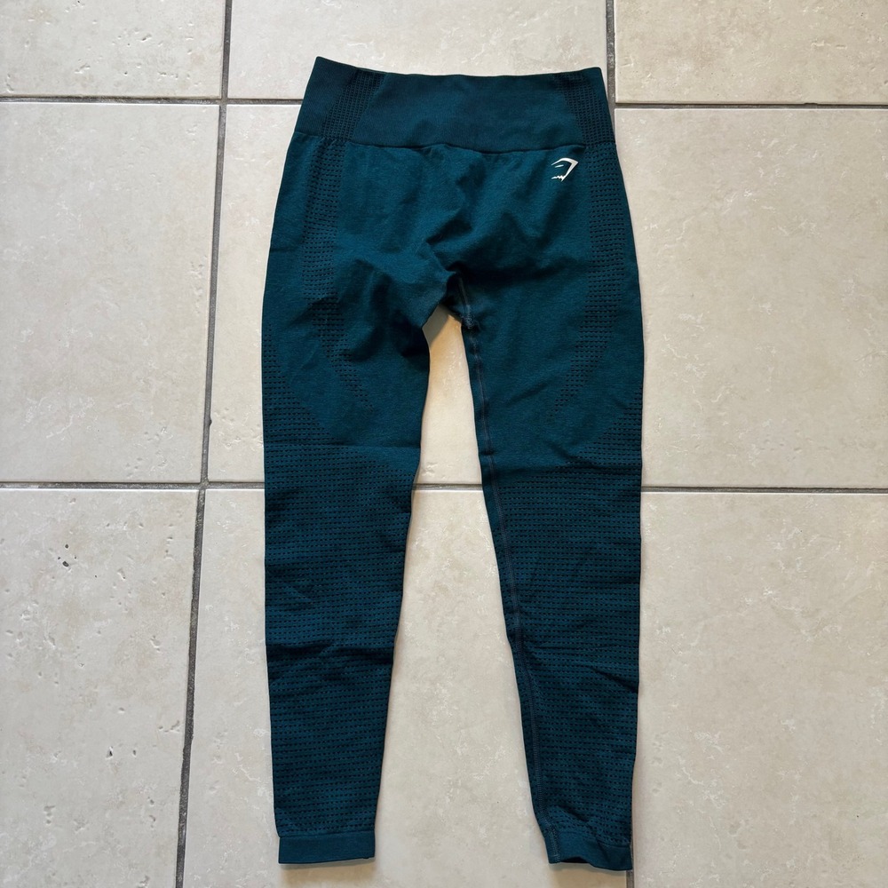 Gymshark Energy+ Seamless Leggings Teal Green High Waisted Eyelet Detailing S
